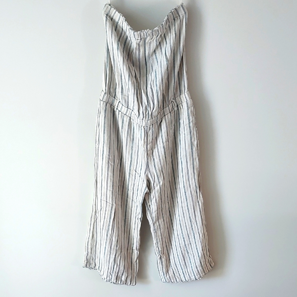 Cloth & Stone Gray & White Striped Jumpsuit Casual Boho Festival Beach